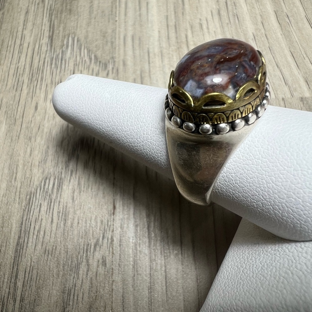Carolyn Pollack Relios Sterling Silver Pietersite Brass Ring Size 9 - Picture 2 of 8